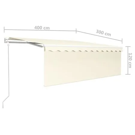  Copertină retractabilă automat cu stor, crem, 4x3 m 