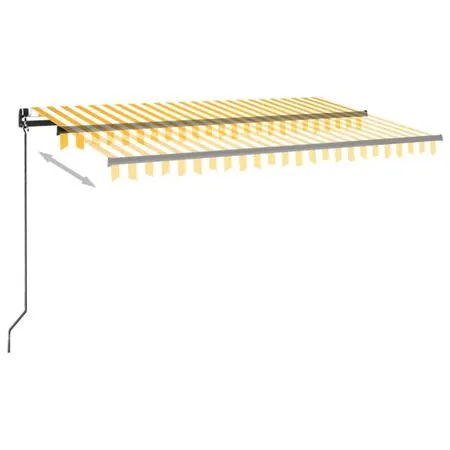  Copertină retractabilă manual, galben și alb, 400x350 cm