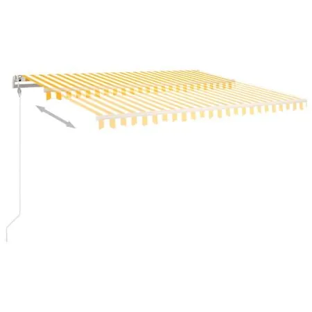  Copertină retractabilă automat, galben și alb, 450x350 cm