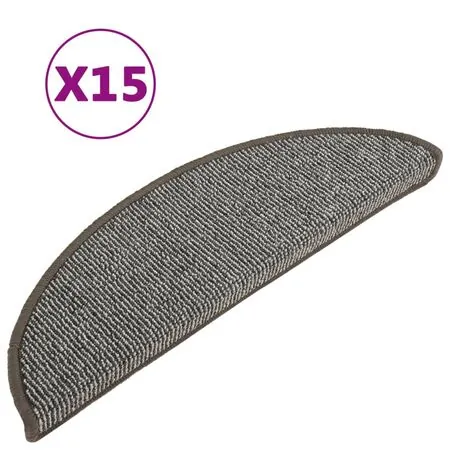  Covorașe pentru trepte scară, 15 buc., gri, 56x17x3 cm