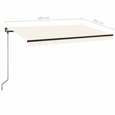  Copertină retractabilă manual cu LED, crem, 450x350 cm