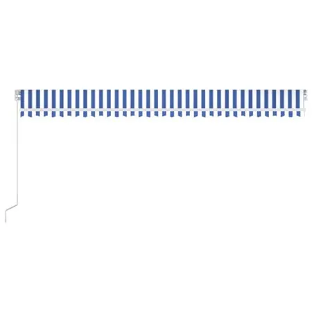  Copertină retractabilă manual LED, albastru și alb, 600x350 cm