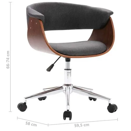  Scaune de bucătărie pivotante, 4 buc., gri, textil