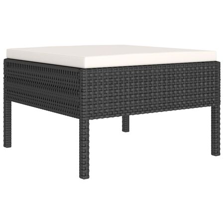  Set mobilier de grădină cu perne, 11 piese, negru, poliratan
