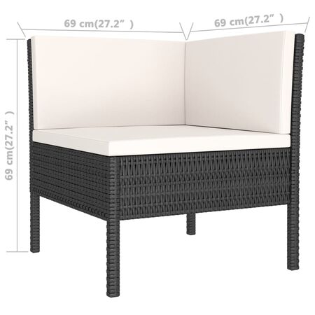  Set mobilier de grădină cu perne, 11 piese, negru, poliratan