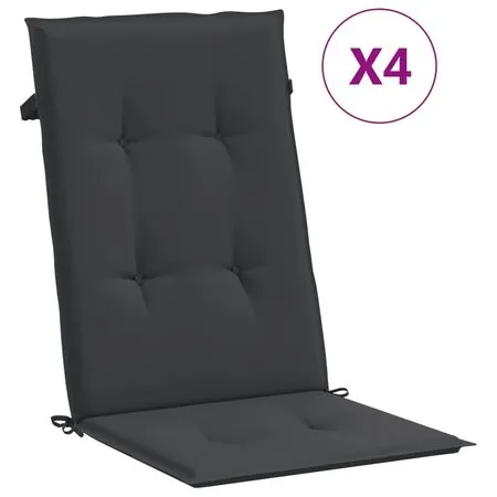  Perne scaun spătar înalt, 4 buc., negru, 120x50x3 cm, textil