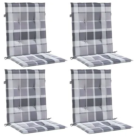  Perne cu spătar, gri carouri, 4 buc., 100x50x3cm, textil Oxford