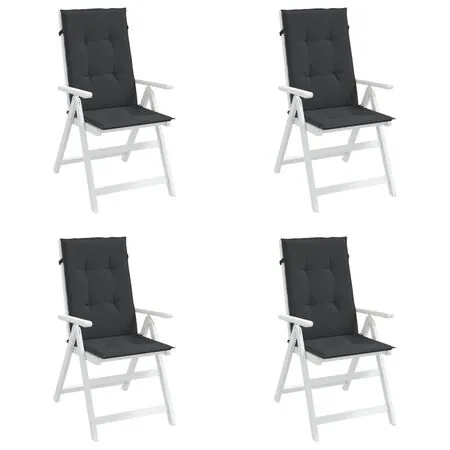  Perne scaun spătar înalt, 4 buc., negru, 120x50x3 cm, textil