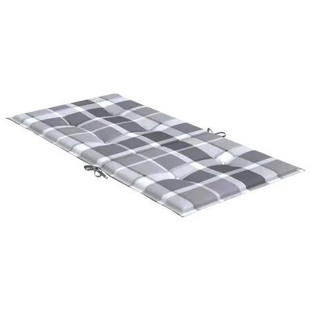  Perne cu spătar, gri carouri, 4 buc., 100x50x3cm, textil Oxford