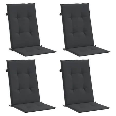  Perne scaun spătar înalt, 4 buc., negru, 120x50x3 cm, textil