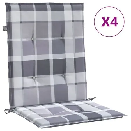  Perne cu spătar, gri carouri, 4 buc., 100x50x3cm, textil Oxford