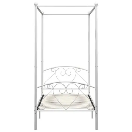  Cadru de pat cu baldachin, alb, 90 x 200 cm, metal 