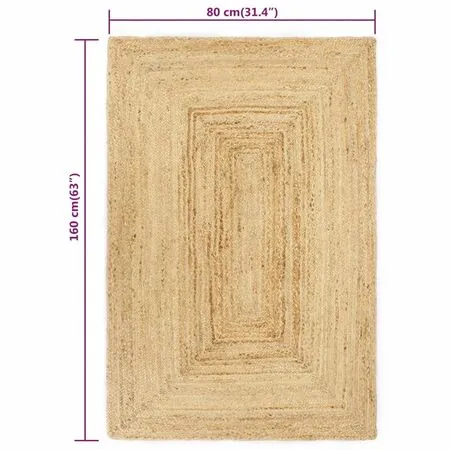  Covor manual, natural, 80 x 160 cm, iută