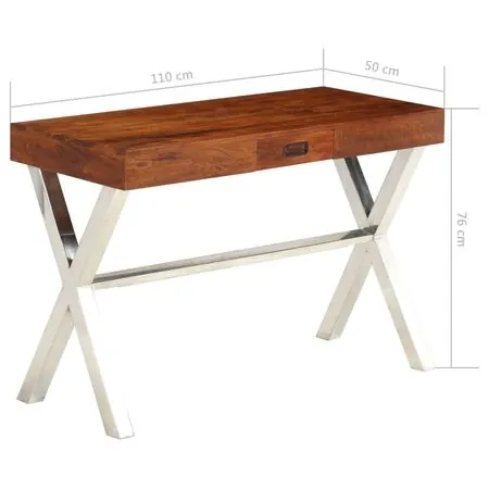 Birou, lemn masiv de acacia cu finisaj tip miere, 110x50x76 cm