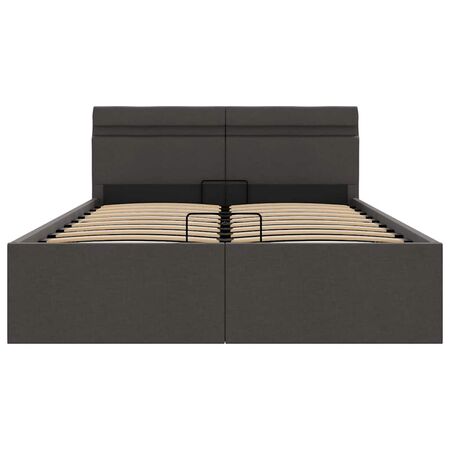  Cadru pat hidraulic cu LED, gri închis, 120x200 cm, textil 