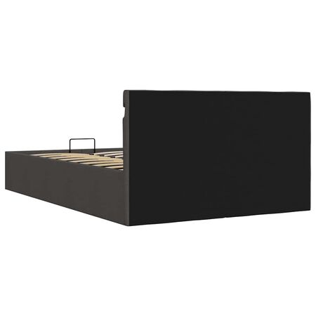  Cadru pat hidraulic cu LED, gri închis, 120x200 cm, textil 