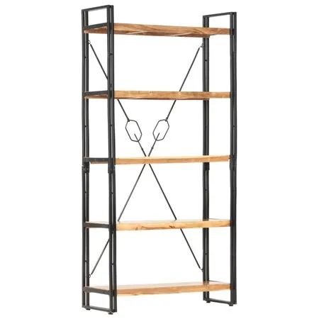  Bibliotecă cu 5 rafturi, 90 x 30 x 180 cm, lemn masiv de acacia