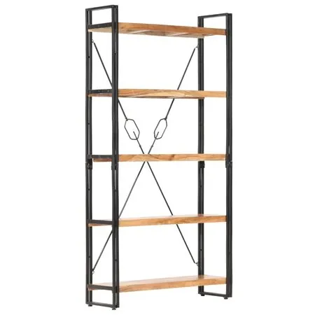  Bibliotecă cu 5 rafturi, 90 x 30 x 180 cm, lemn masiv de acacia