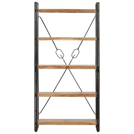  Bibliotecă cu 5 rafturi, 90 x 30 x 180 cm, lemn masiv de acacia