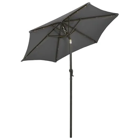  Umbrelă de soare cu lumini LED, antracit, 200x211 cm, aluminiu