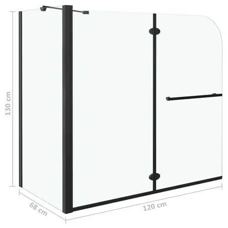  Cabină de duș dublu-pliabilă, negru, 120x68x130 cm, ESG