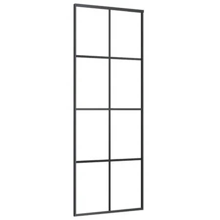  Ușă glisantă, negru, 76x205 cm, aluminiu și sticlă ESG