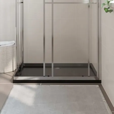  Cădiță de duș dreptunghiulară din ABS, negru, 80 x 110 cm