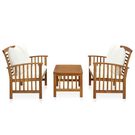  Set mobilier grădină cu perne, 3 piese, lemn masiv de acacia