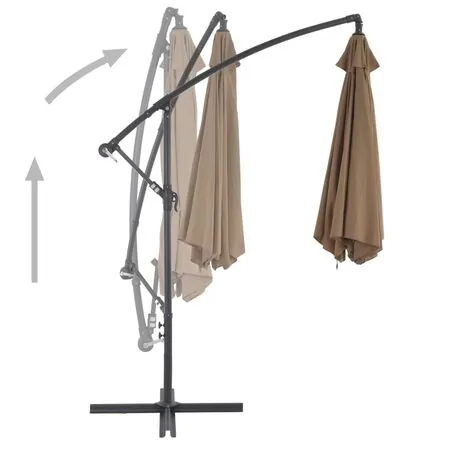  Umbrelă consolă de grădină cu stâlp din aluminiu, taupe, 300 cm