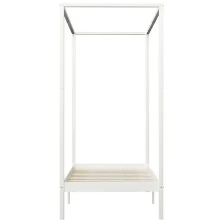  Cadru pat cu baldachin, alb, 100 x 200 cm, lemn masiv de pin