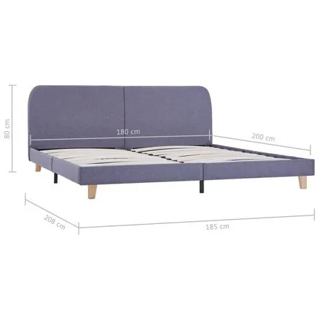  Cadru de pat, gri deschis, 180 x 200 cm, material textil