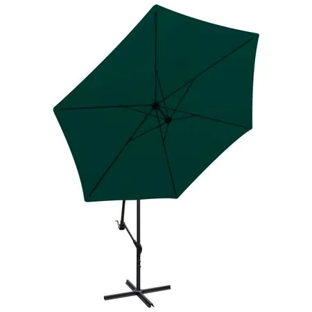  Umbrelă de soare de grădină în consolă, verde, 3 m
