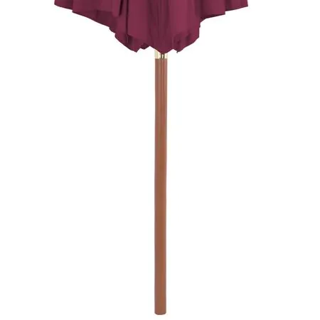  Umbrelă de soare exterior, stâlp din lemn, 300 cm, roșu bordo
