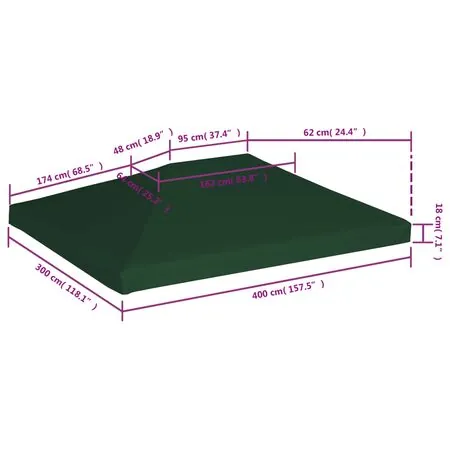  Acoperiș de pavilion, 310 g/m², verde, 4 x 3 m