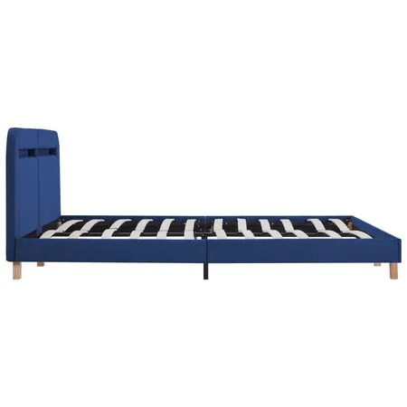  Cadru de pat cu LED-uri, albastru, 180x200 cm, material textil