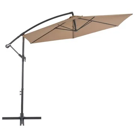  Umbrelă consolă de grădină cu stâlp din aluminiu, taupe, 300 cm