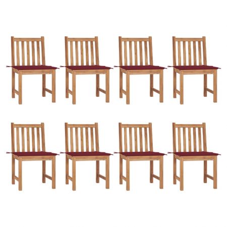 Set 8 bucati scaune de gradina cu perne, bordo