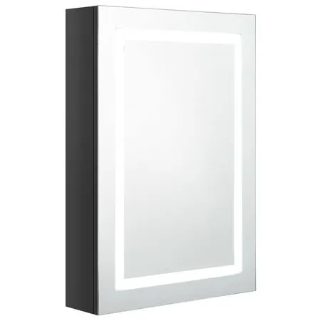  Dulap de baie cu oglindă și LED, negru strălucitor, 50x13x70 cm