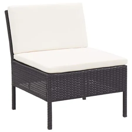  Set mobilier de grădină cu perne, 8 piese, negru, poliratan