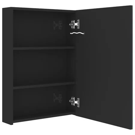  Dulap de baie cu oglindă și LED, negru strălucitor, 50x13x70 cm