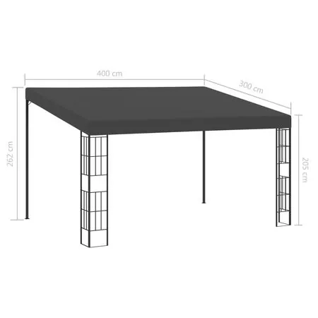  Pavilion de perete, antracit, 3 x 4 m, material textil