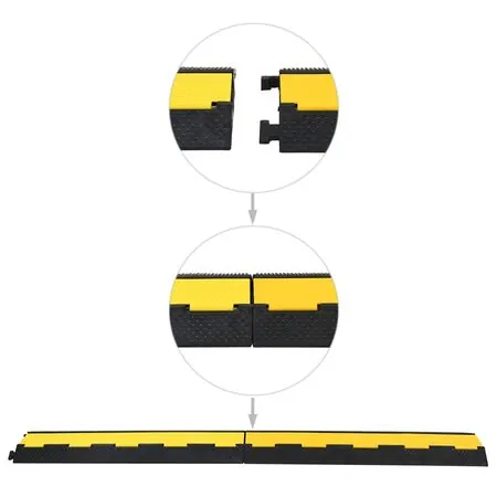  Rampă de protecție cabluri, 4 buc., 2 canale, cauciuc 101,5 cm   