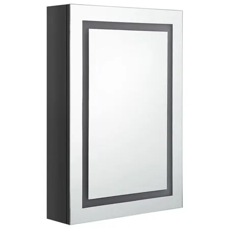  Dulap de baie cu oglindă și LED, negru strălucitor, 50x13x70 cm