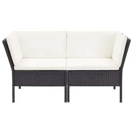  Set mobilier de grădină cu perne, 8 piese, negru, poliratan