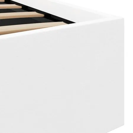  Cadru pat hidraulic cu ladă LED alb 160x200 cm, piele ecologică 