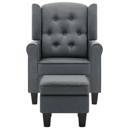  Fotoliu cu taburet pentru picioare, gri deschis material textil