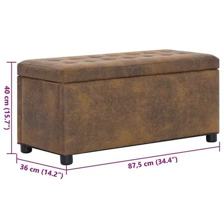  Taburet de depozitare, maro, 87,5 cm, piele întoarsă ecologică