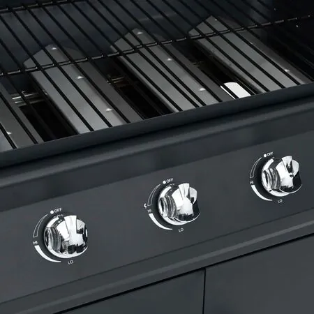  Grătar pe gaz, 4+1 zone de gătit, negru, oțel