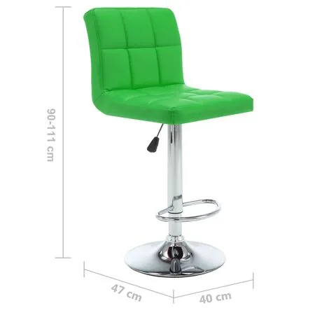  Scaune de bar, 2 buc., verde, piele ecologică