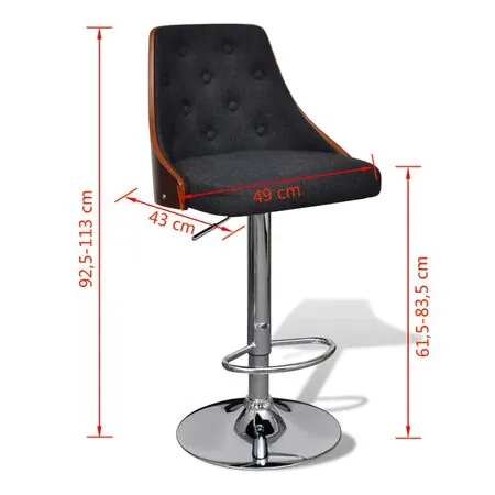  Scaune de bar, 2 buc., lemn curbat și material textil